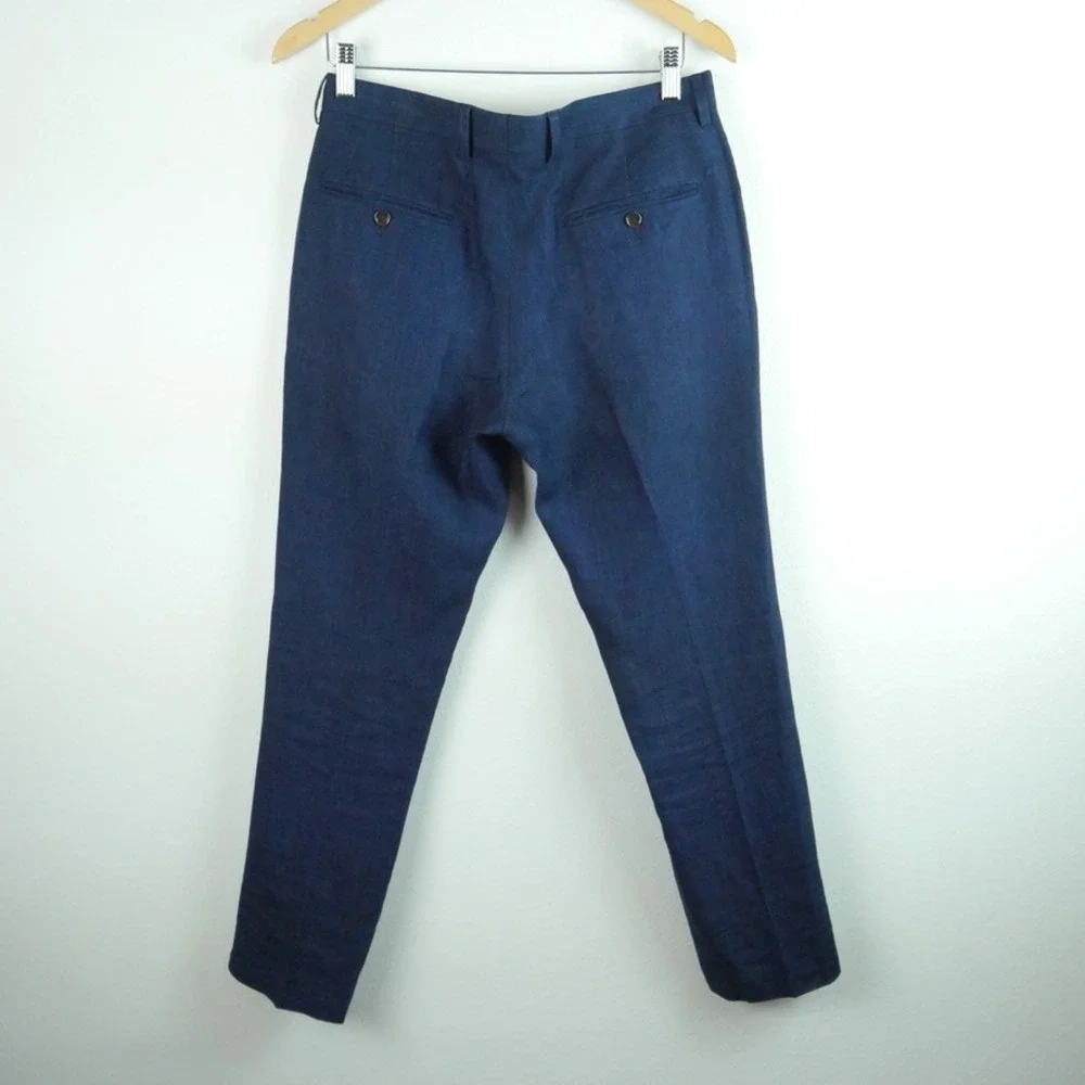 J.Crew Ludlow Suit Indigo Blue 100% Linen 34S Blazer 30x30 Pants Two Button